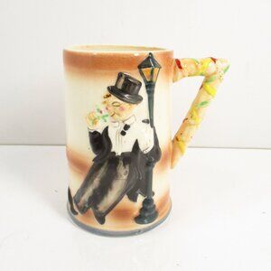 Vintage Cup of Wino Leaning On A Lamp Post ESD Japan Hand Painted Cup/Mug